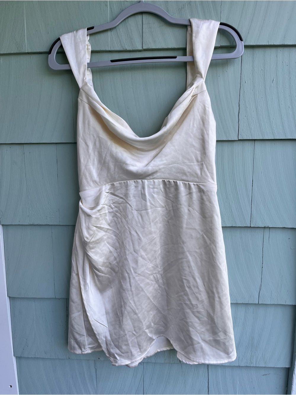 Sleeveless Cream Cowl-Neck Mini Dress